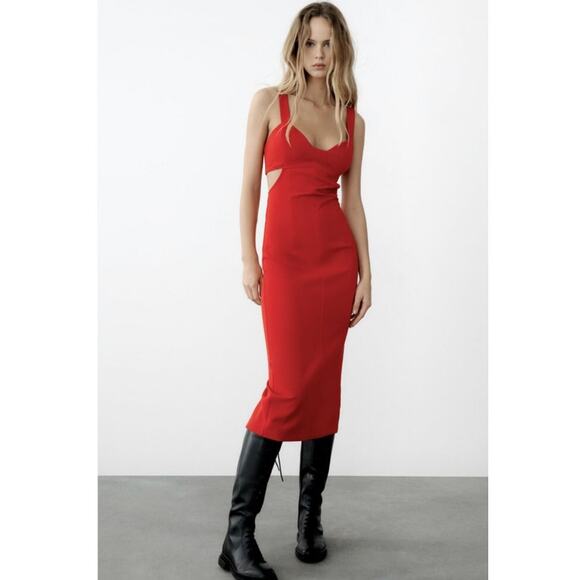 Zara Dresses & Skirts - Zara Strappy Cutout Bodycon Midi Dress US Women's XS